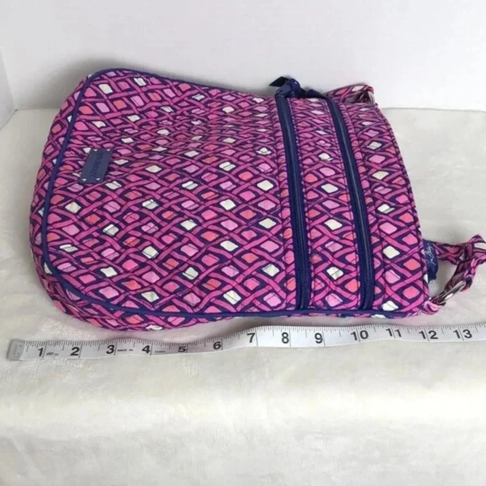 VERA BRADLEY Katalina Pink‎ Triple Zip Crossbody Shoulder Bag Purse Quilted